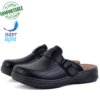 Sabot médical 100% Cuir très confortable en Noir