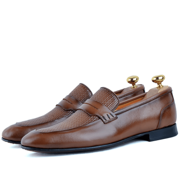 Chaussures de Ville Pour Homme en Cuir Tabac AG-1485T