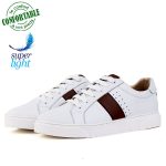 Baskets Pour Homme 100% Cuir EXTRA Confortable Blanche AZ-302M
