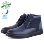 Bottines Pour Homme extra confortable en cuir Bleu KW-749B