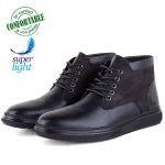 Bottines Pour Homme extra confortable en cuir Noir KW-749N