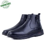 Bottines extra confortable en cuir noir NJ-3051N