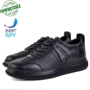 Baskets 100% Cuir extra confortable Noir 310N