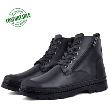 Bottines Très Chic Pour Homme extra confortable en cuir Noir KW-540CN