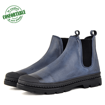 Bottines Pour Homme extra confortable en cuir Bleu KW-541CB