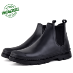 Bottines Très Chic Pour Homme extra confortable en cuir Noir KW-541CN
