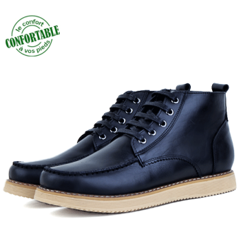 Bottine Pour Homme Confortable100% Cuir Noir KW-556NB