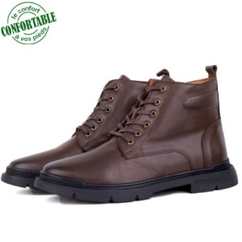 Bottine Tendance en Cuir Marron KW-789-M