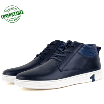 Chaussures mi- montantes Pour Homme 100% Cuir extra confortable Bleu NJ-2028B