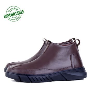Bottines Médicales extra confortable en cuir Marron NJ-3000M