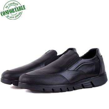 Chaussures Confortables Pour Homme 100% Cuir Noir LO-1009N