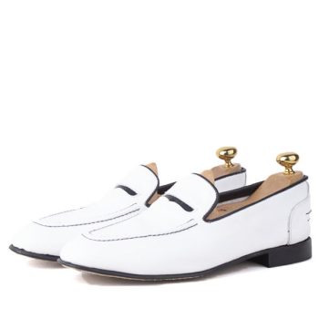 Mocassins confortables 100% cuir Blanc AG-402B