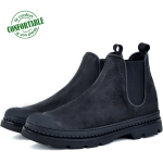 Bottines Très Chic Pour Homme extra confortable en cuir Noir KW-541N