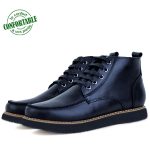 Bottine Pour Homme Confortable100% Cuir Noir KW-556N