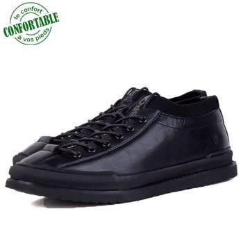 Baskets 100% Cuir extra confortable Noir KW-731NN