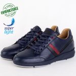 Baskets Pour Homme 100% Cuir EXTRA Confortable Marine LO-664BL