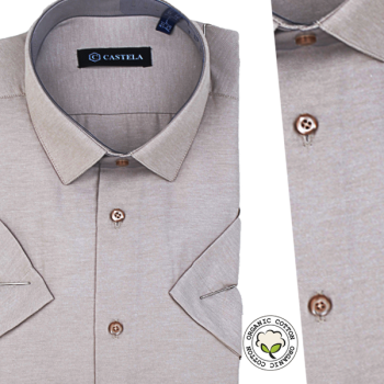 Chemise Pour Homme Manches Courtes - Beige -CH-85