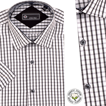Chemise Pour Homme Manches Courtes - Rayures Noires -CH-88
