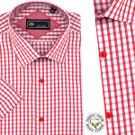 Chemise Pour Homme Manches Courtes - Rayures Rouges -CH-89