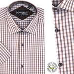 Chemise Pour Homme Manches Courtes - Rayures Beiges -CH-90