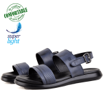 Sandales  confortables 100% cuir Bleu KW-008B