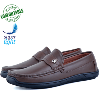 Chaussures Médicales confortables 100% cuir Marron KW-033M