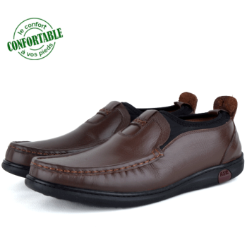 Mocassin confortable 100% Cuir Marron NJ-2198M