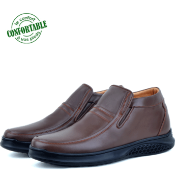 Bottines Médicales extra confortable Pour Homme en cuir Marron NJ-3010M