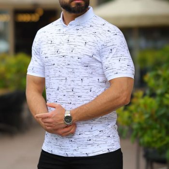 Polo Imprimé pour Homme Blanc 156