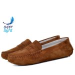 Mocassins pour Femmes Confortable 100% Cuir Daim Tabac BJ-523T