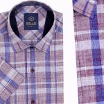 Chemise pour Homme en Lin Demi Manche Bordeaux