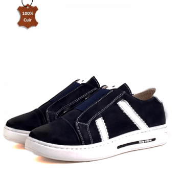 Baskets Très Chic Pour Enfants extra confortable en cuir Bleu KW-733B