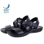Sandales confortables 100% cuir noir LO-007N