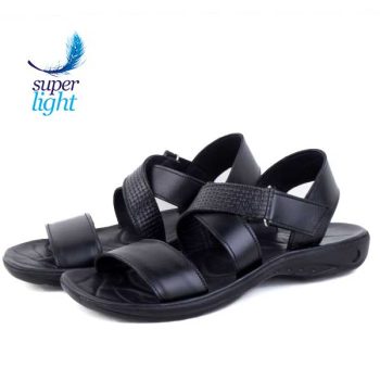 Sandales confortables 100% cuir noir LO-007N