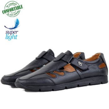 Sandales Médicales 100% cuir Noir LO-040-N