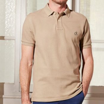 Polo en Coton Piqué pour Homme Beige
