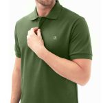 Polo en Coton Piqué pour Homme Vert Militaire