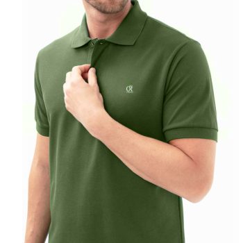Polo en Coton Piqué pour Homme Vert Militaire