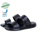 Sandales Pour Homme Très Confortable 100% cuir Noir 1021N
