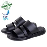 Sandales Pour Homme Très Confortable 100% cuir Noir 1022N