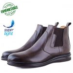 Bottines Pour Homme extra confortable en cuir Marron LO-078M