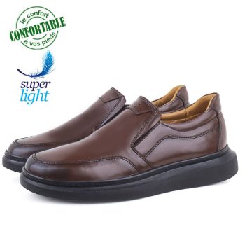 Chaussures Confortables pour Homme 100% Cuir Médical Marron LO-4000M