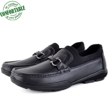 Mocassins confortables 100% cuir Noir KW-038N
