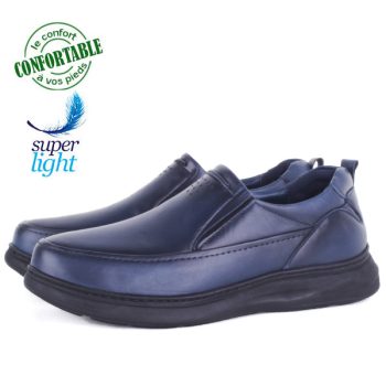 Chaussures Confortables Homme en Cuir Bleu - Ultra Légères et Élégantes M333B