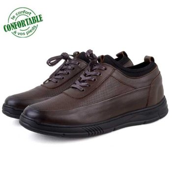 Chaussures Médicales Pour Homme 100% Cuir Marron KW-303M