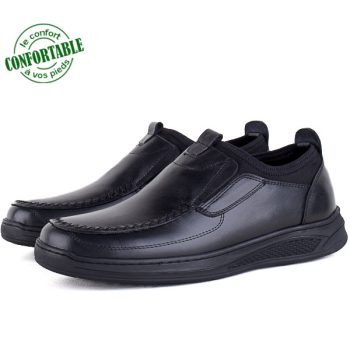 Chaussures Médicales Pour Homme 100% Cuir Noir NJ-3024NN