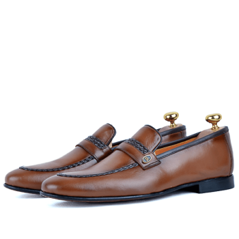 Mocassins de Ville Pour Homme en Cuir Tabac AG-1486T