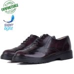Chaussure confortable vernis richelieu 100% cuir Bordeau BJ-416B