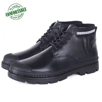 Bottines Chic Pour Homme en cuir noir KW-754NW