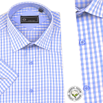 Chemise Pour Homme Manches Courtes - Rayures Bleu Ciel -CH-87